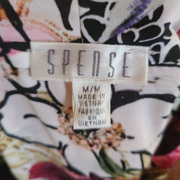 VTG 90s Y2K Spense Sheer Blouse Sleeveless Burgundy Black Floral Pleat Front M - Picture 5 of 5